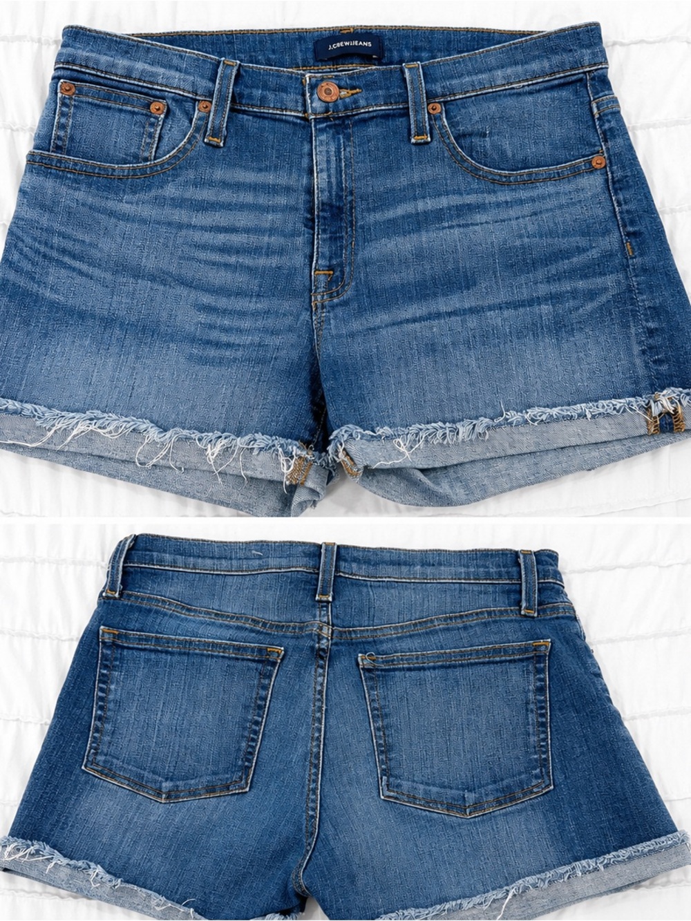 J. Crew Blue Frayed Hem Denim Shorts